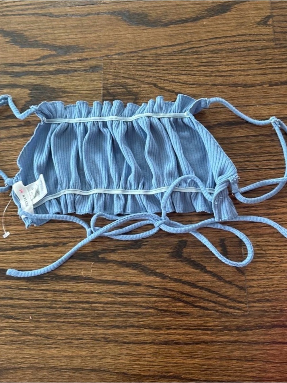 Better Be Light Blue Ribbed Ruffle Tank Top for Kids - Picture 2 of 3
